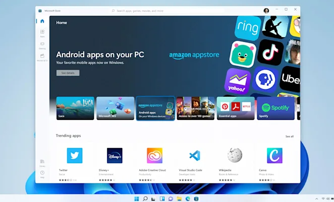 صورة Windows 11 يجلب تطبيقات منصة الأندوريد للنظام