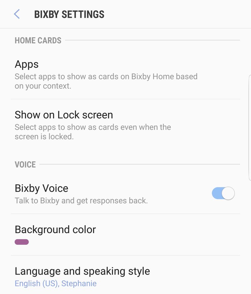 Bixby_Home settings