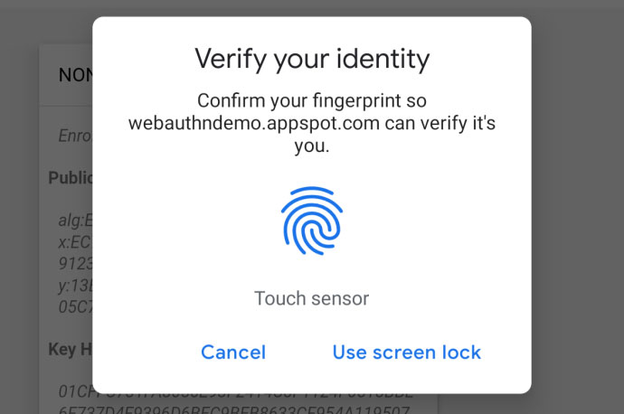 Chrome - fingerprint -on Android and Mac