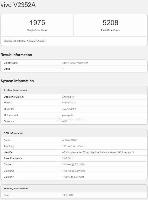 هاتف Iqoo Z9 Turbo يظهر على قاعدة بيانات Geekbench بمعالج Snapdragon 8S Gen 3