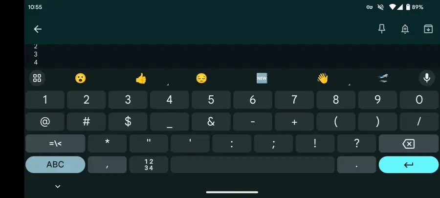 ‏Gboard يتحول إلى لوحة المفاتيح العائمة مع الوضع الأفقي