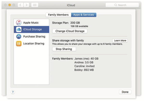 Improved family sharing and shared iCloud storage