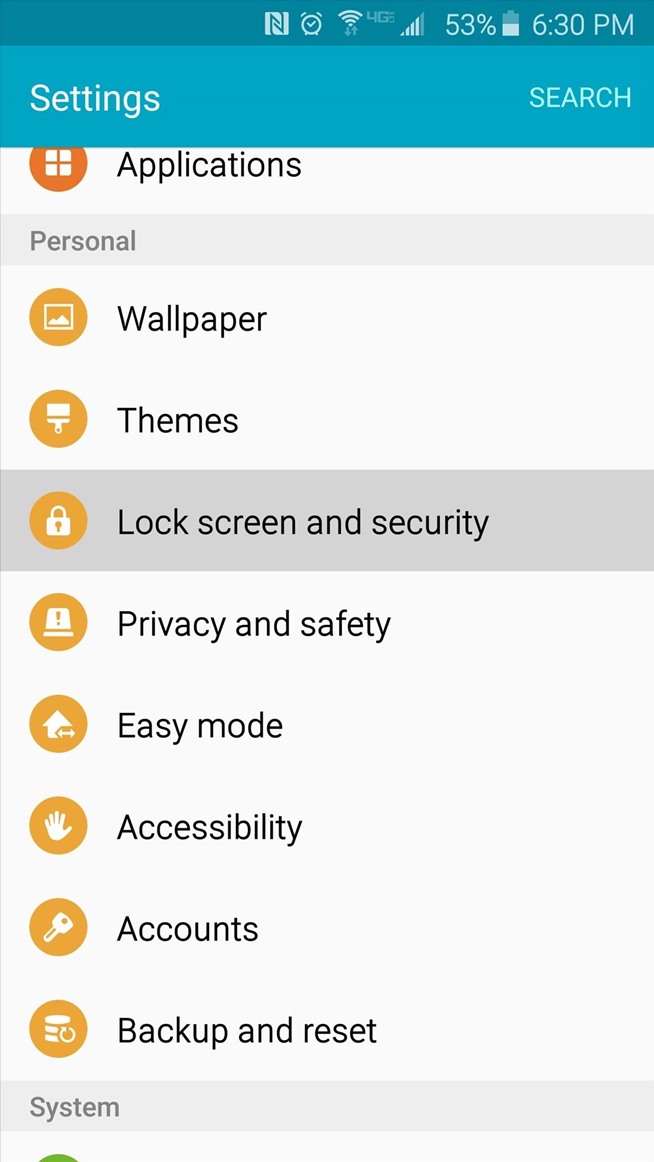 Lock screen- Security menu