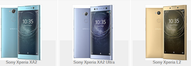 Sony Xperia XA2 and XA2 Ultra and Xperia L2