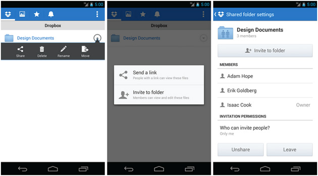 dropbox-android-shared-folders