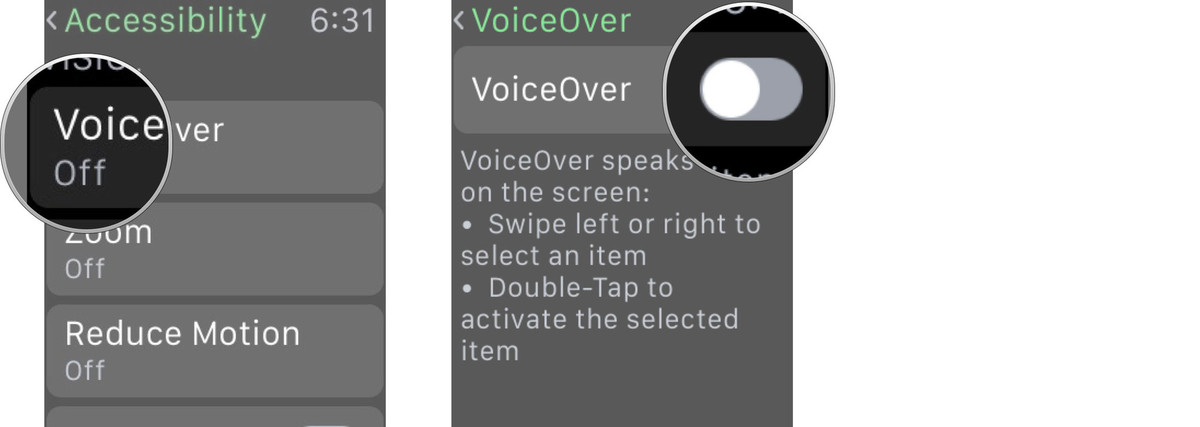 how to apple watch voice over 2