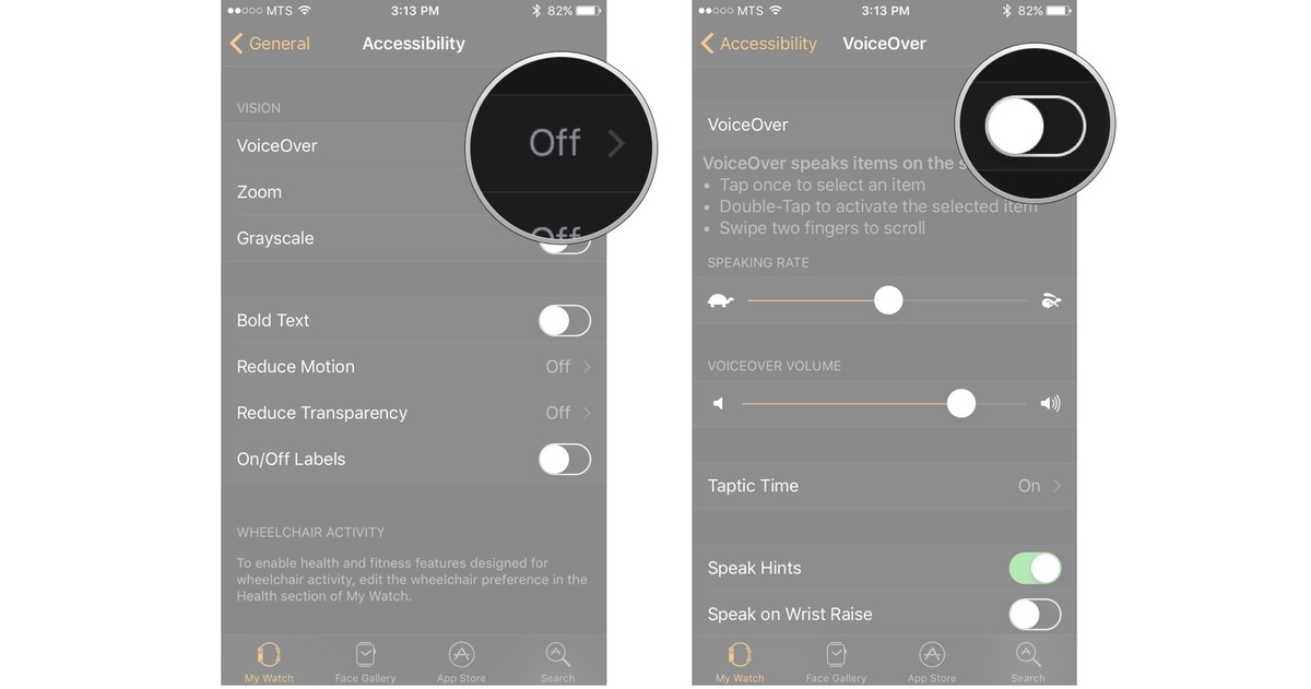 watchos accessibility enable voiceover 2